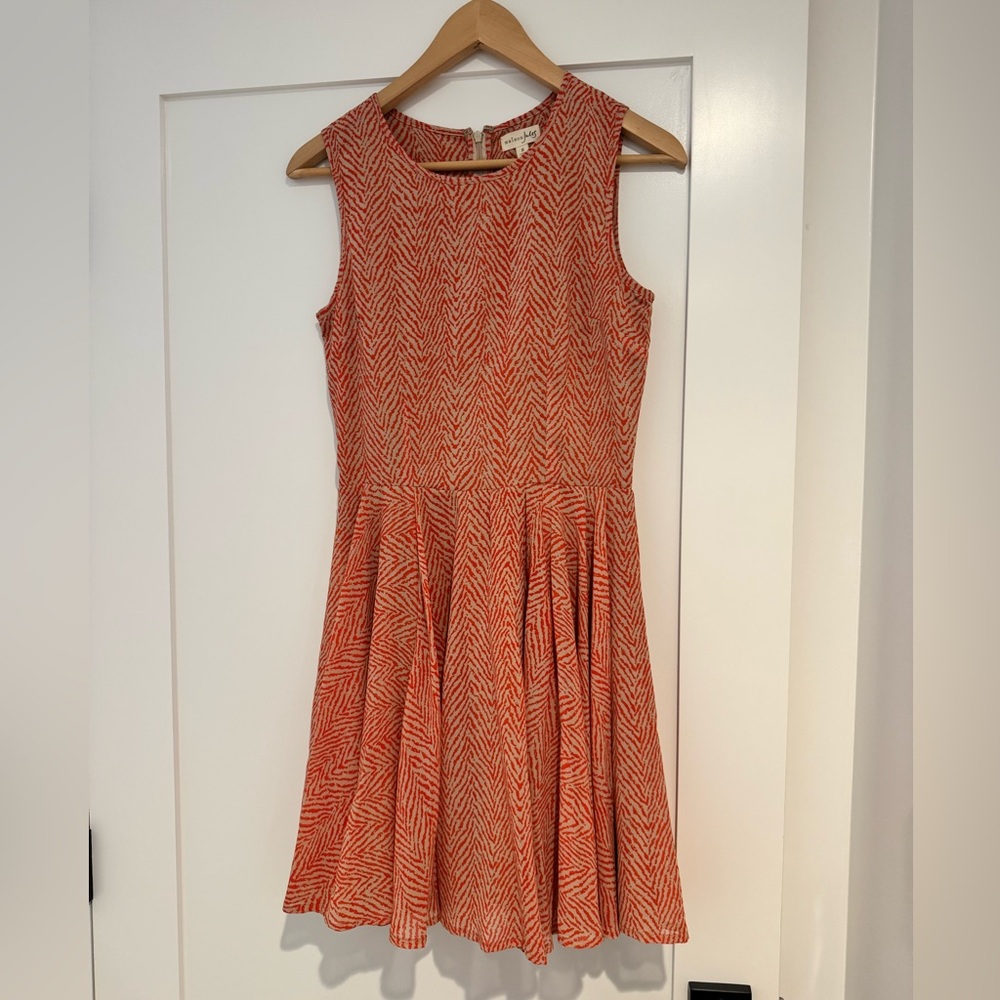 Maison Jules Red and Cream Patterned Dress